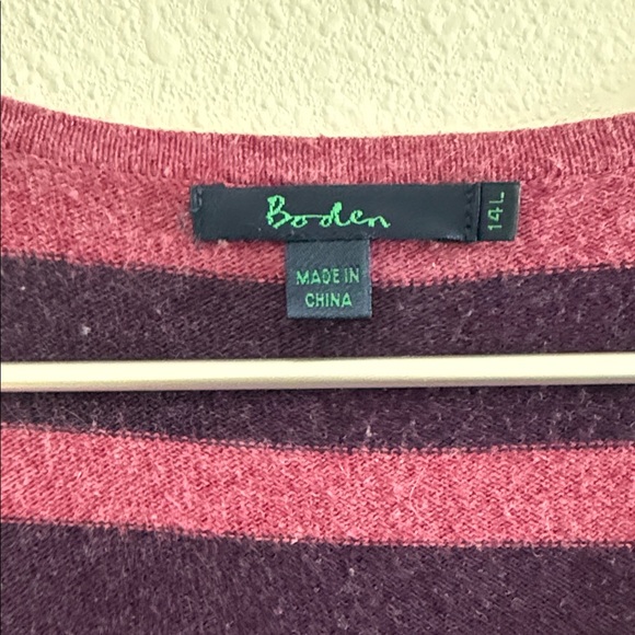 Boden Purple, Pink & Green Long Sleeve Striped Scoop Neck Sweater Dress - Picture 2 of 4